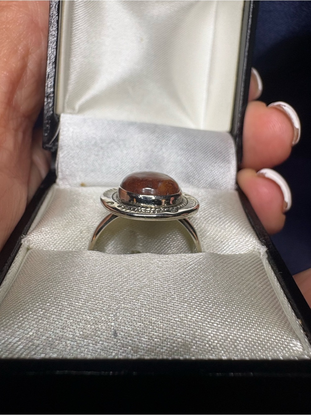 Ring Petrified Wood Polished Cabochon 925 Sterling Silver Southwestern - Picture 7 of 10